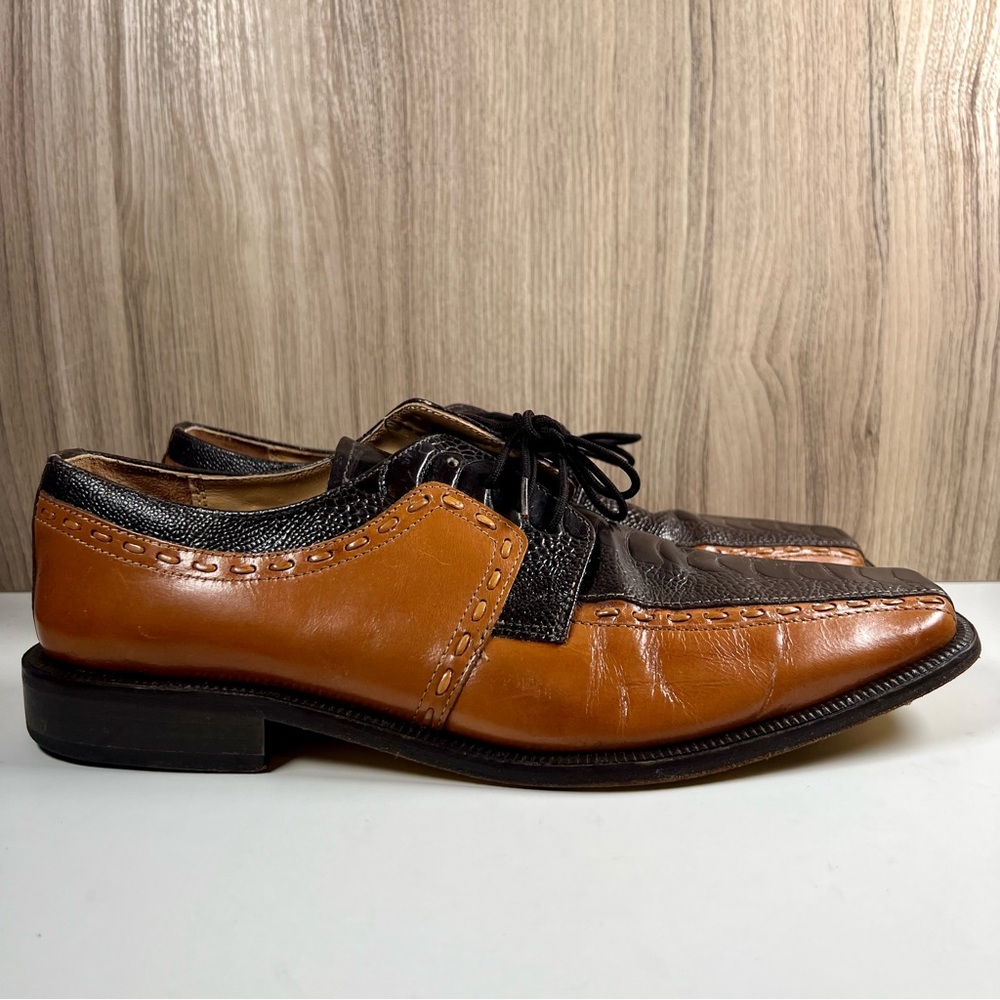Giorgio Brutini Men Brown & Black Alligator Leather Oxfords 210062-4 Size 9.5 M